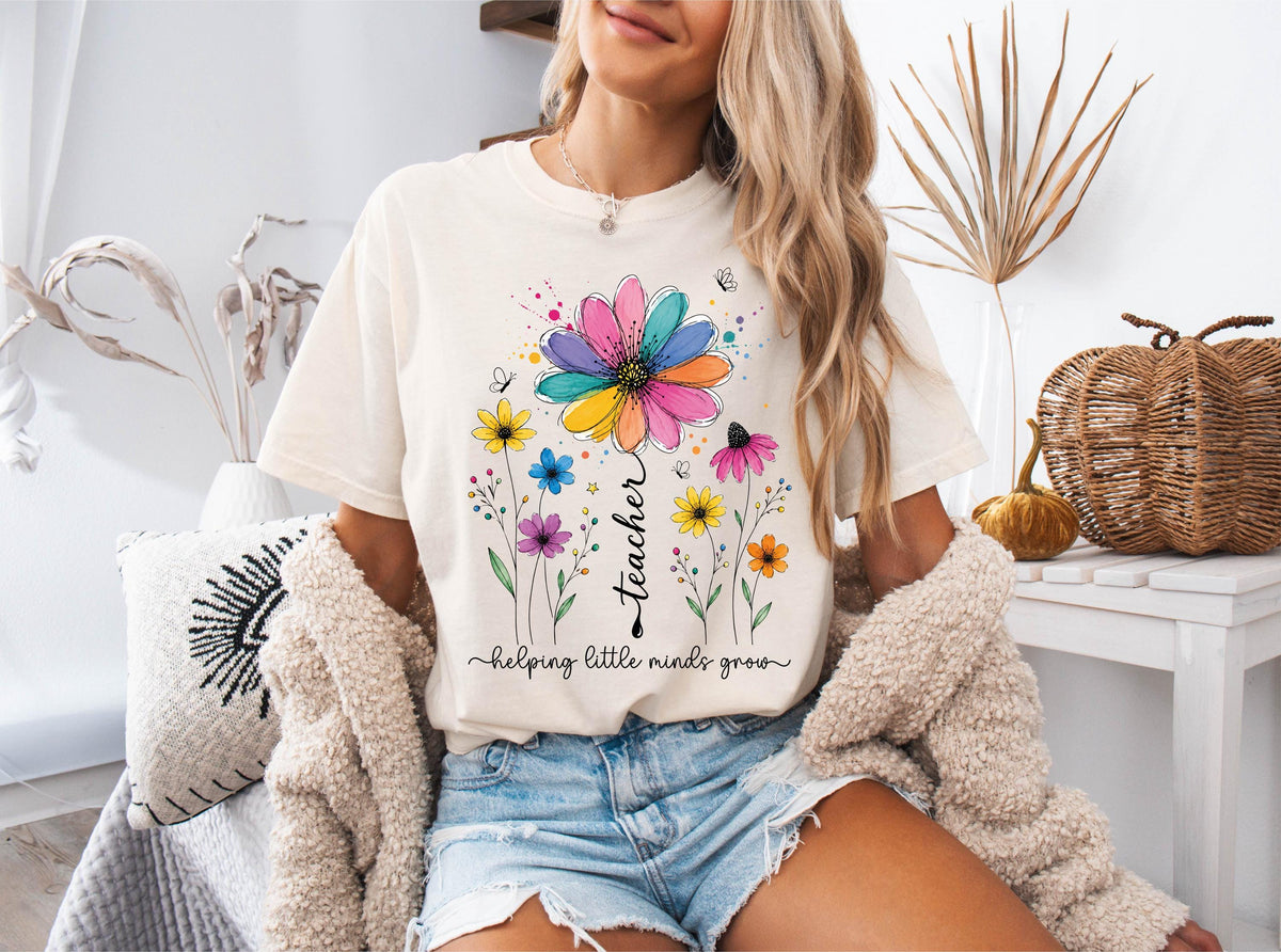 Comfort Colors® Floral Teacher Shirt, Back to School Tee, First Day of School Gift, New Teacher T-shirts