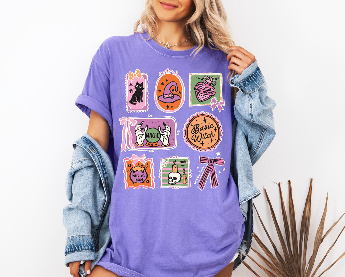 Comfort Colors® Witches Halloween Shirt, Spooky Girls Tees, Fall Season Witchy Vibes T-Shirt