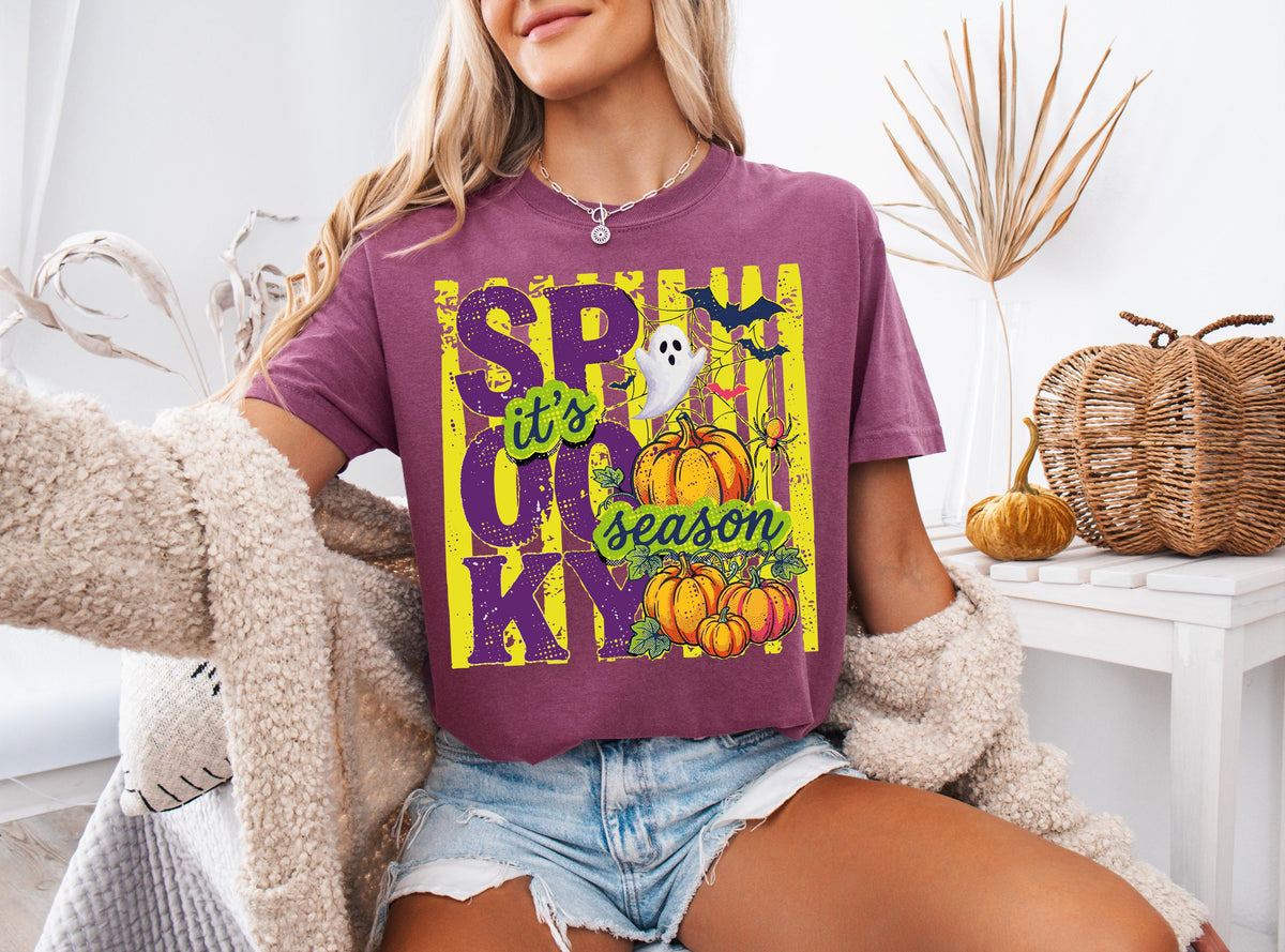 Comfort Colors® Spooky Season Shirt, Halloween Ghost Sweatshirt, Horror Halloween T-Shirt