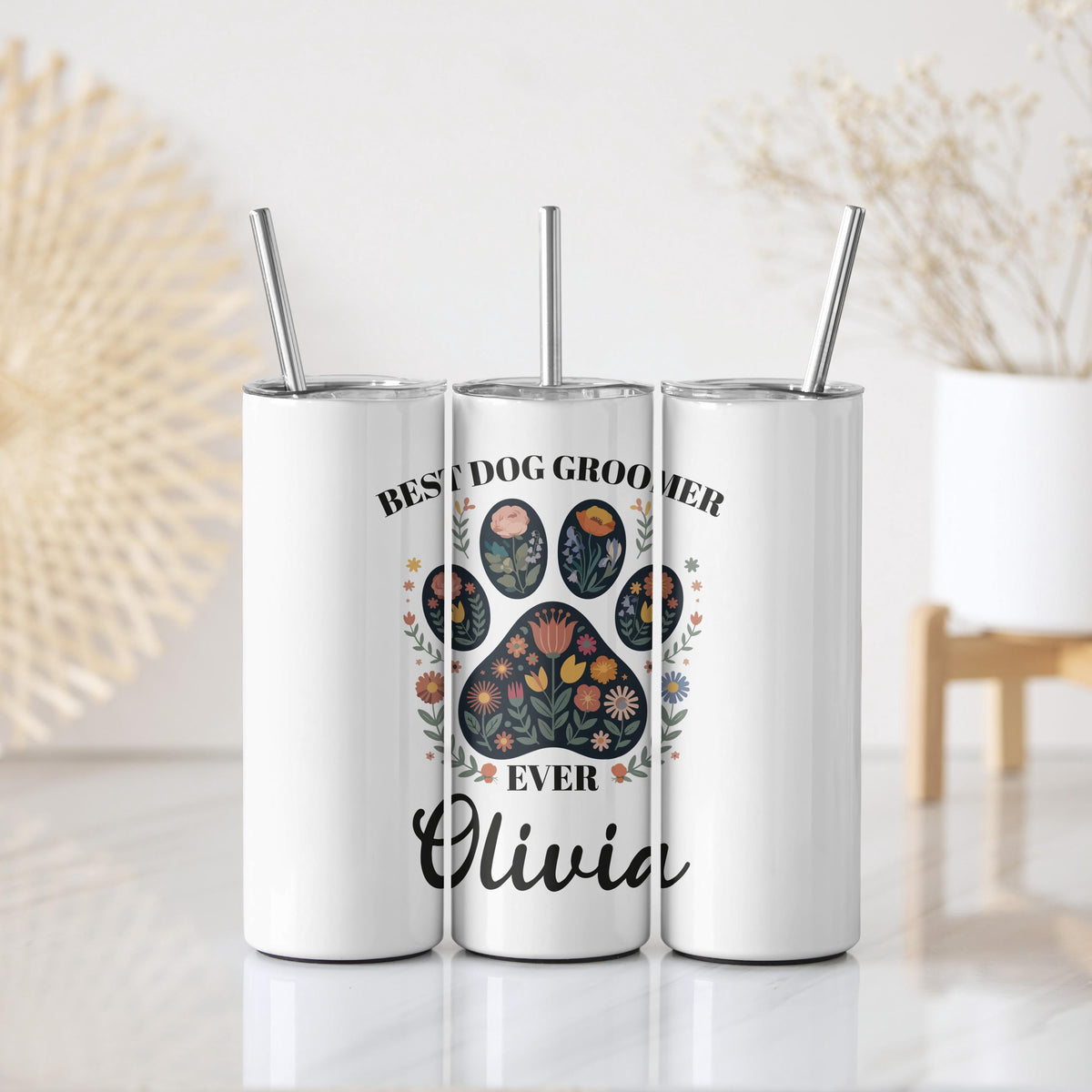 Custom Name Best Dog Groomer Ever Tumbler With Straw