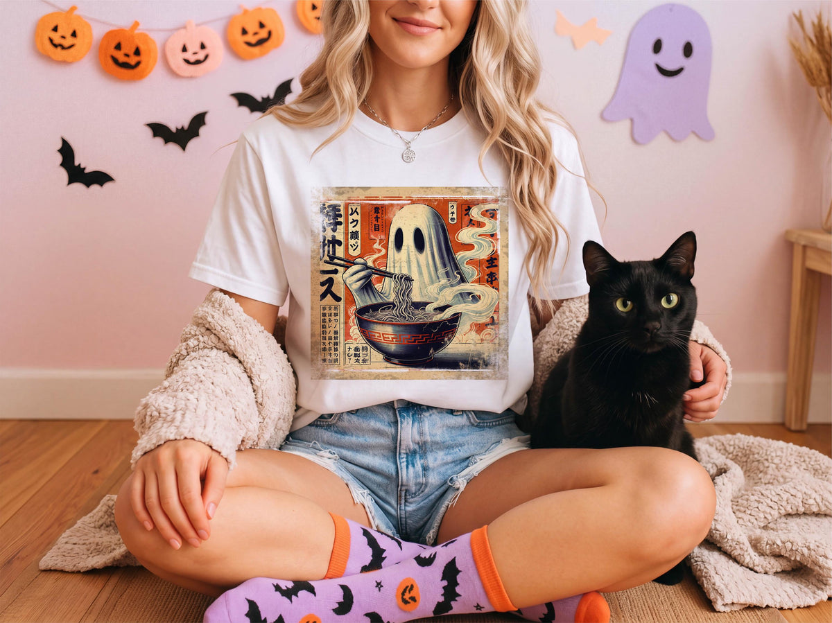 Comfort Colors® Ghost Ramen Shirt, Halloween Japanese Food Tee, Spooky Season Noodle Tees