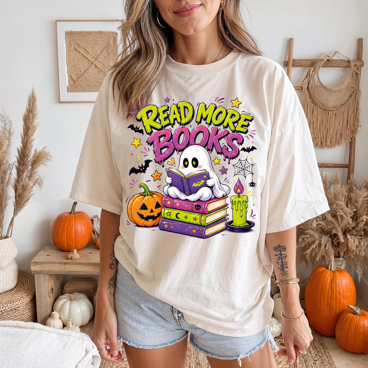 Comfort Colors® Halloween Readers Book Shirt, Spooky Book Lover Tee, Ghost Bookworm Gift