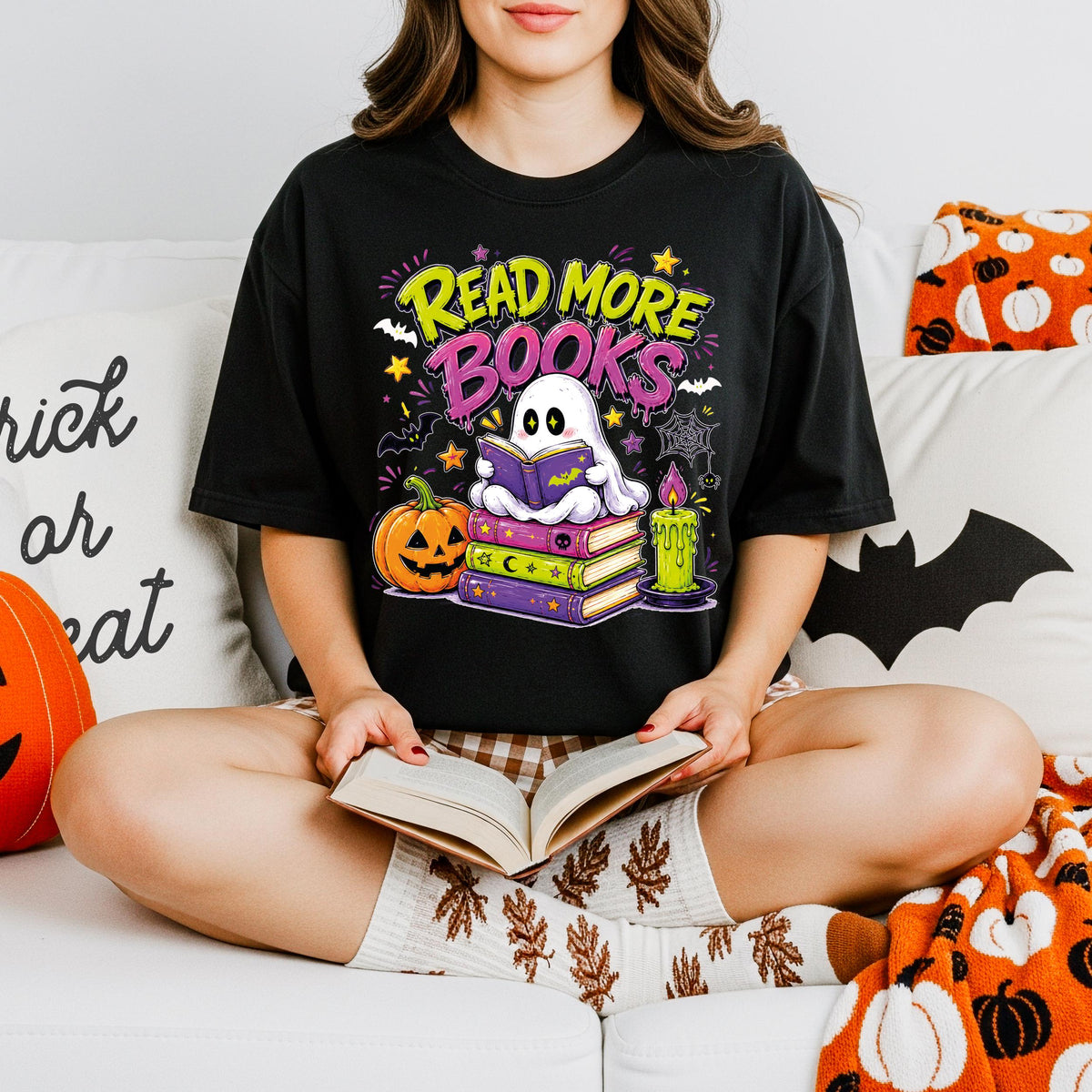 Comfort Colors® Halloween Readers Book Shirt, Spooky Book Lover Tee, Ghost Bookworm Gift