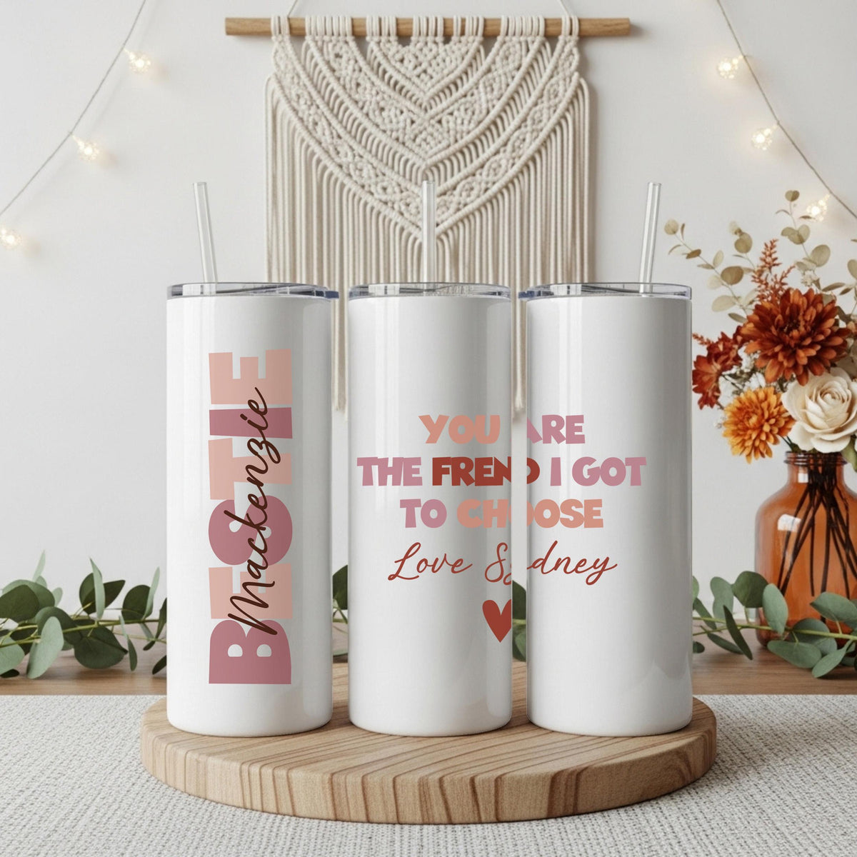 Custom Name Bestie Tumbler With Straw, Personalized You Are The Sister I Got To Choose Cup
