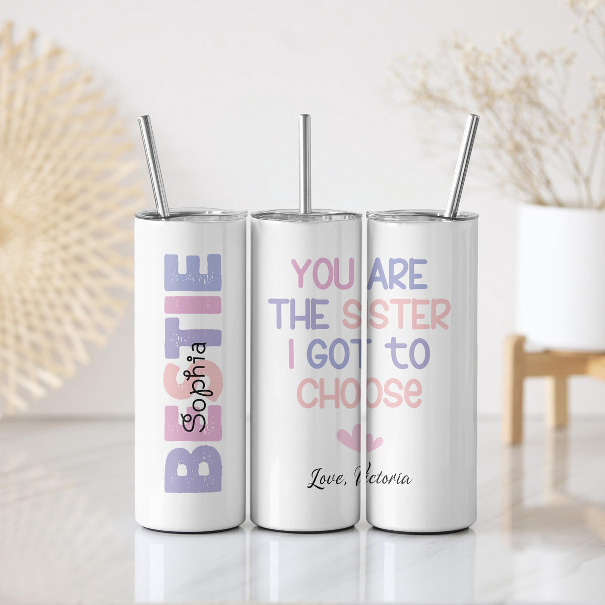 Personalized BFF Coffee Tumbler, Custom Name Soul Sister Insulated Cup