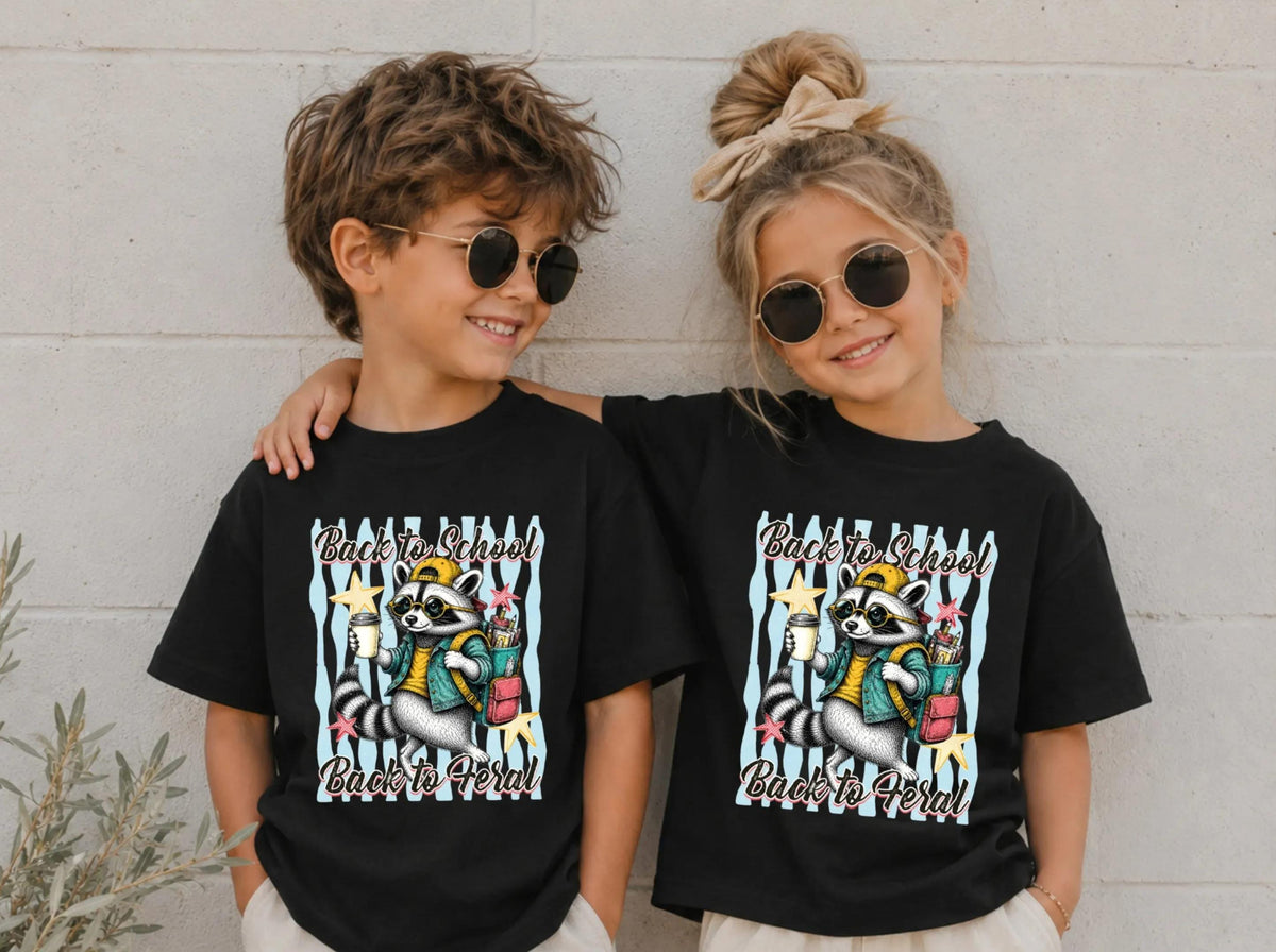Striped Back to School Shirt, Raccoon First Day of School Tee, Funny School Kids Gift