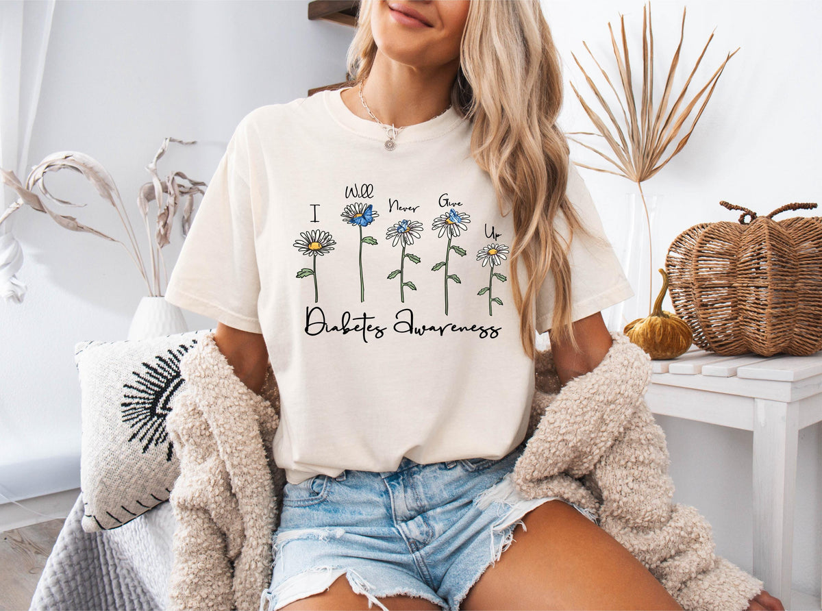 Comfort Colors® Diabetes Awareness Shirt, Floral Insulin Support Tees, Diabetic Warrior Gift