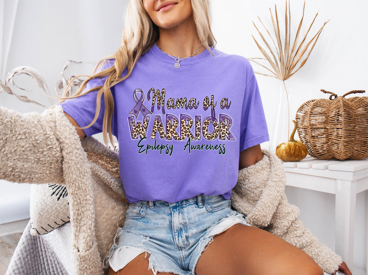 Comfort Colors® Epilepsy Awareness Shirt, Epilepsy Mama Support Tee, Epilepsy Warrior Mom Gift, Purple Ribbon T-shirts