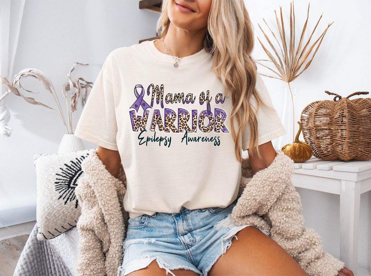 Comfort Colors® Epilepsy Awareness Shirt, Epilepsy Mama Support Tee, Epilepsy Warrior Mom Gift, Purple Ribbon T-shirts