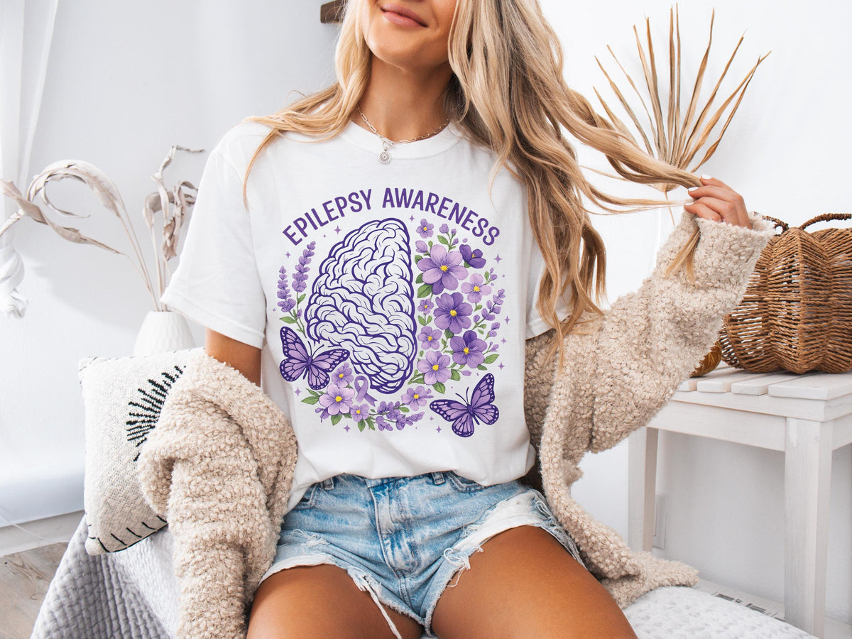 Comfort Colors® Epilepsy Awareness Shirt, Epilepsy Support Tee, Purple Ribbon T-shirts, Epilepsy Fight Tees