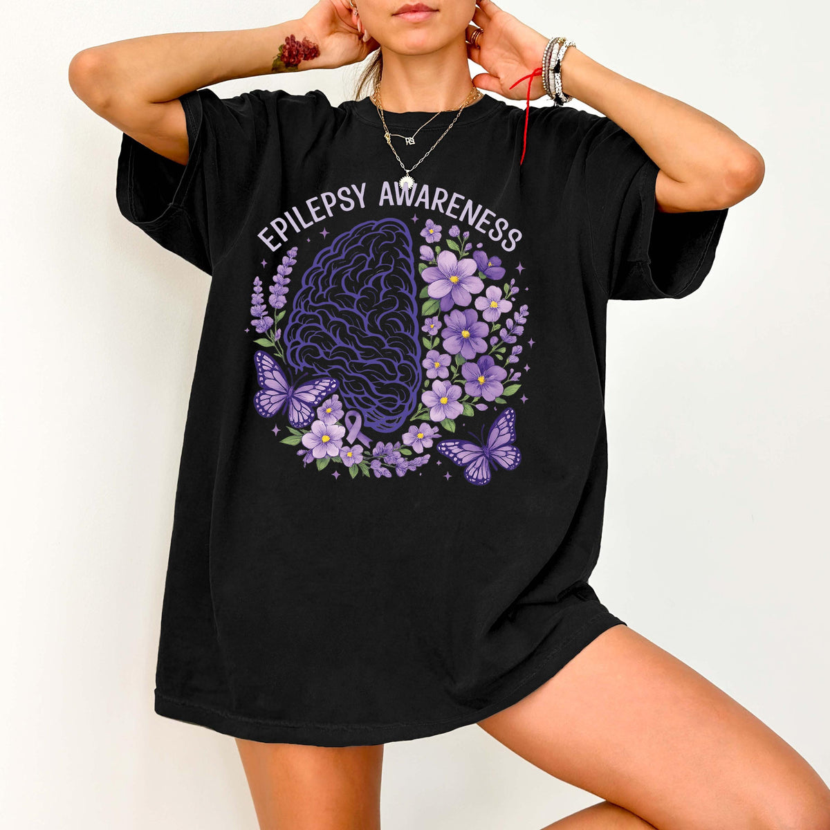 Comfort Colors® Epilepsy Awareness Shirt, Epilepsy Support Tee, Purple Ribbon T-shirts, Epilepsy Fight Tees