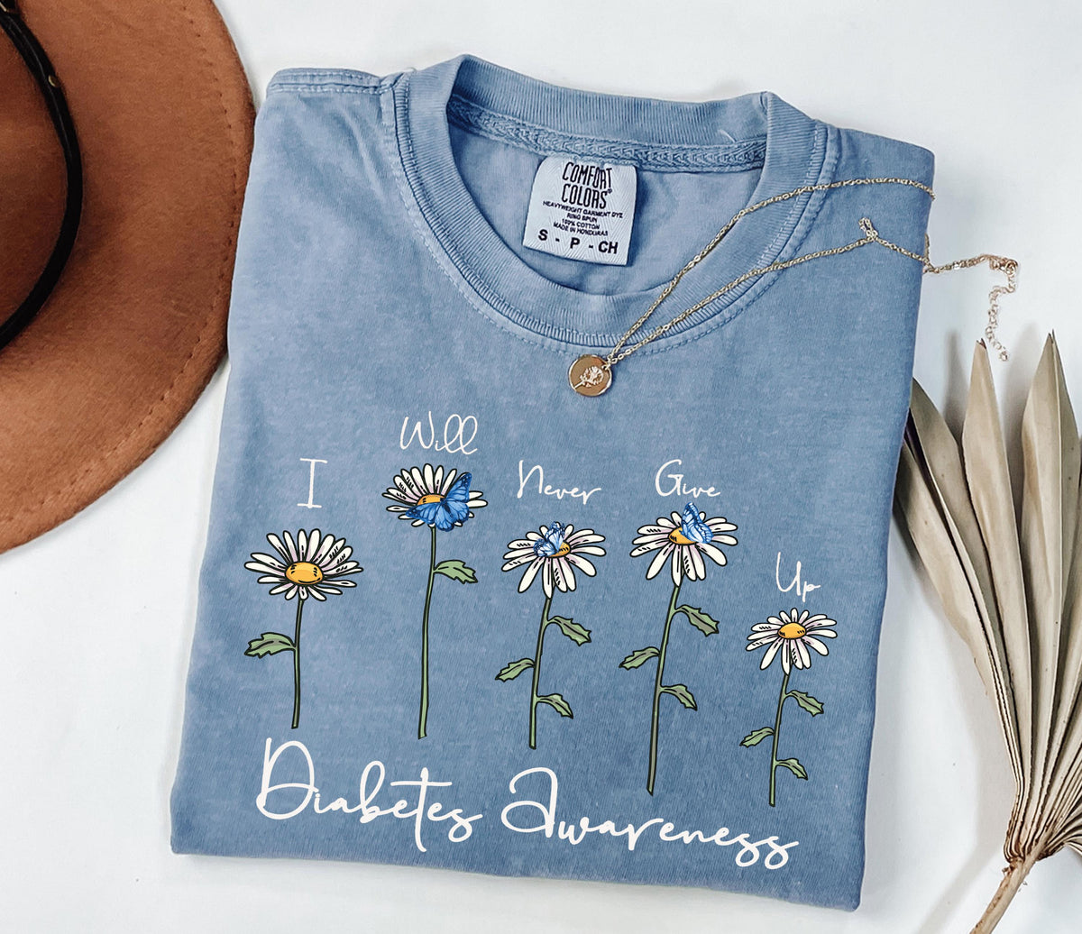 Comfort Colors® Floral Diabetes Awareness Shirt, Diabetes Warrior T-Shirt, Diabetic Gift Tees
