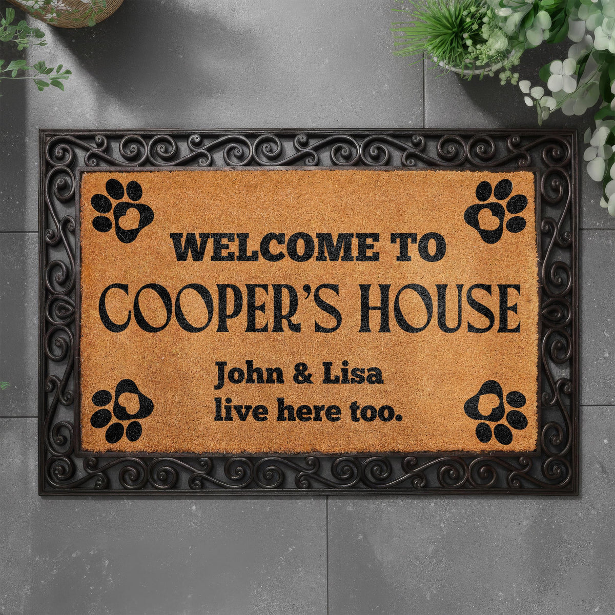Custom Dog Name Doormat, Welcome to the Dogs House Door Mat, Funny Pet Owner Housewarming Gift, Front Porch Rug, New Home Entrance Decor