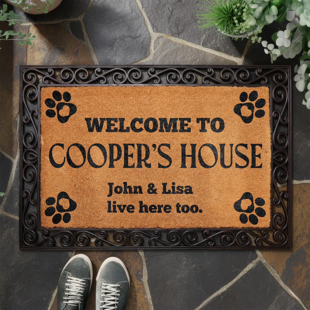 Custom Dog Name Doormat, Welcome to the Dogs House Door Mat, Funny Pet Owner Housewarming Gift, Front Porch Rug, New Home Entrance Decor
