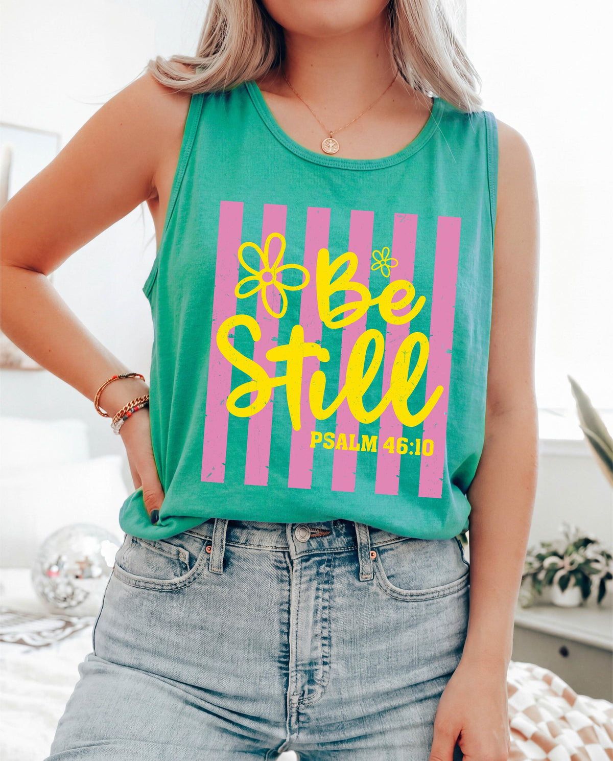 Comfort Colors® Be Still Psalm 46 10 Tank Top, Christian Summer Shirt, Bible Verse Tanks, Religious Woman Tops