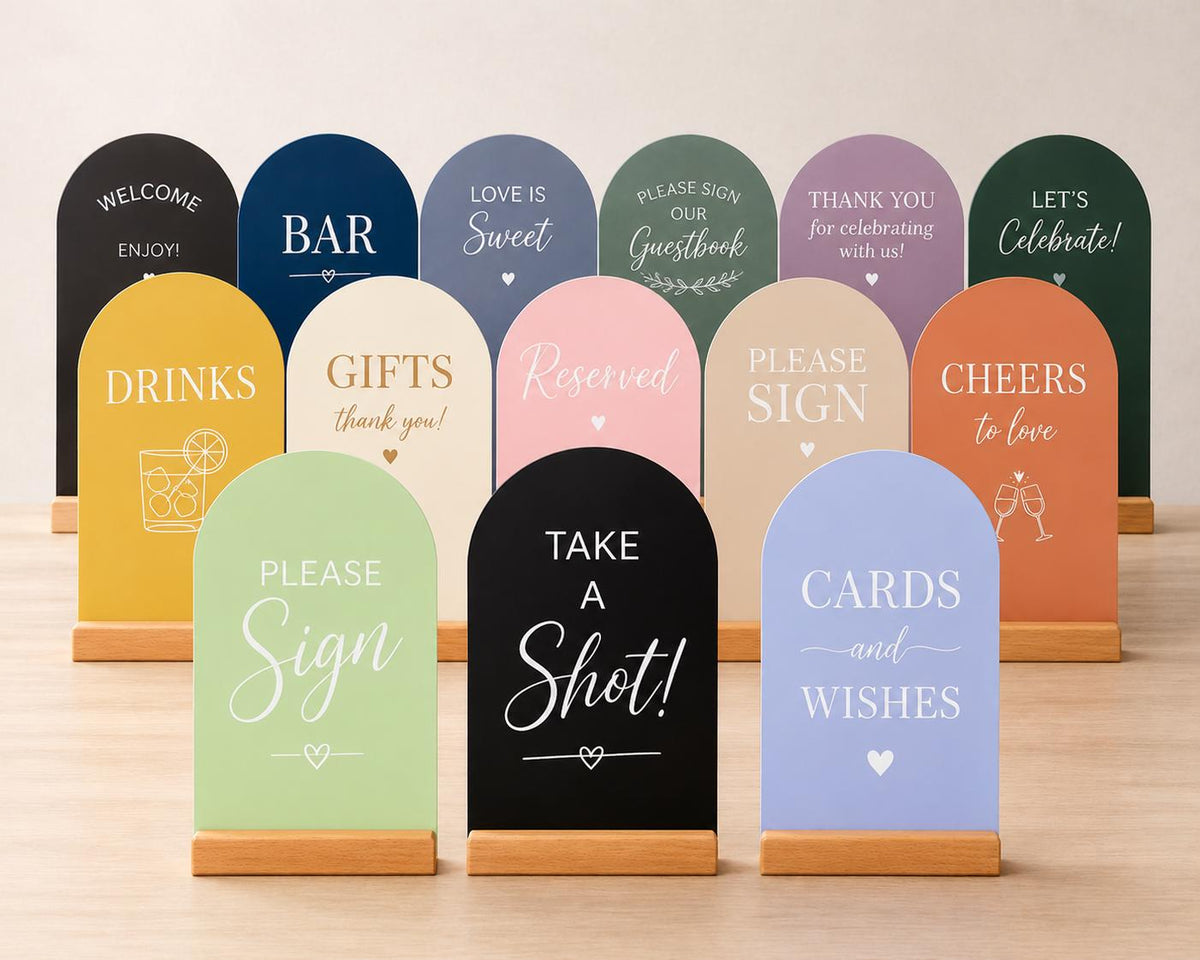 Custom Acrylic Wedding Table Sign, Personalized Check-in Signage, Send Design