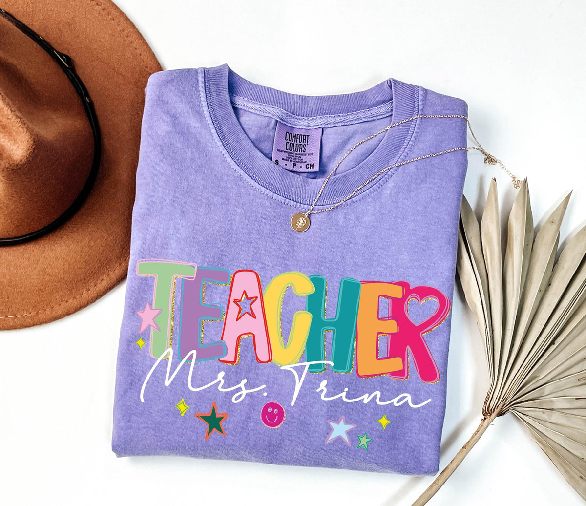 Comfort Colors® Personalized Teacher Shirt, Teacher Appreciation Gift, Preschool Teacher Name Tee