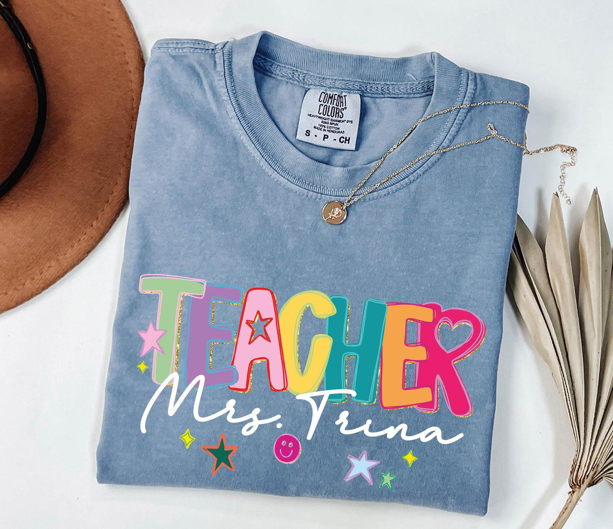 Comfort Colors® Personalized Teacher Shirt, Teacher Appreciation Gift, Preschool Teacher Name Tee