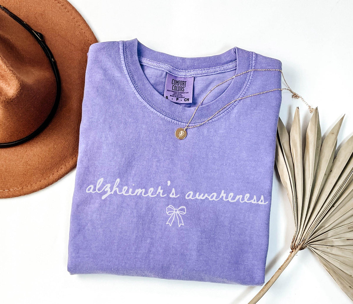 Comfort Colors® Alzheimer Awareness Shirt, Purple Ribbon Tee, Dementia Awareness Gift, Alzheimer's Support T-shirts