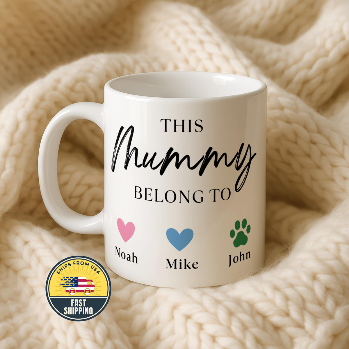 Custom This Mommy Belong To Mug, Custom Parents Names Tea Mug, Mother’s Day Mug Gift