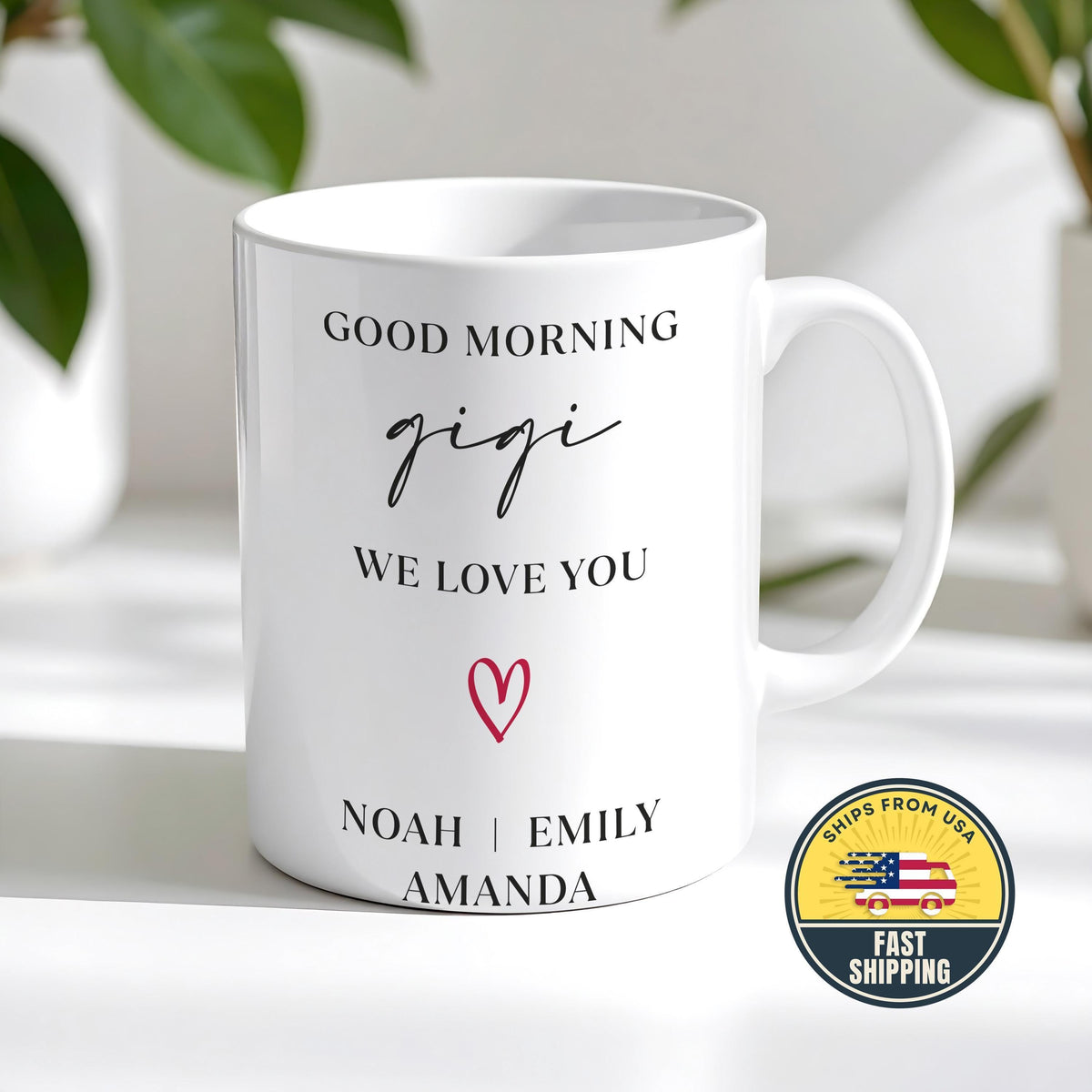 Custom Good Morning Gigi Coffee Mug, We Love You Gigi Mug With Grandchildren Names