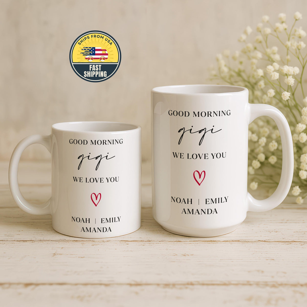 Custom Good Morning Gigi Coffee Mug, We Love You Gigi Mug With Grandchildren Names