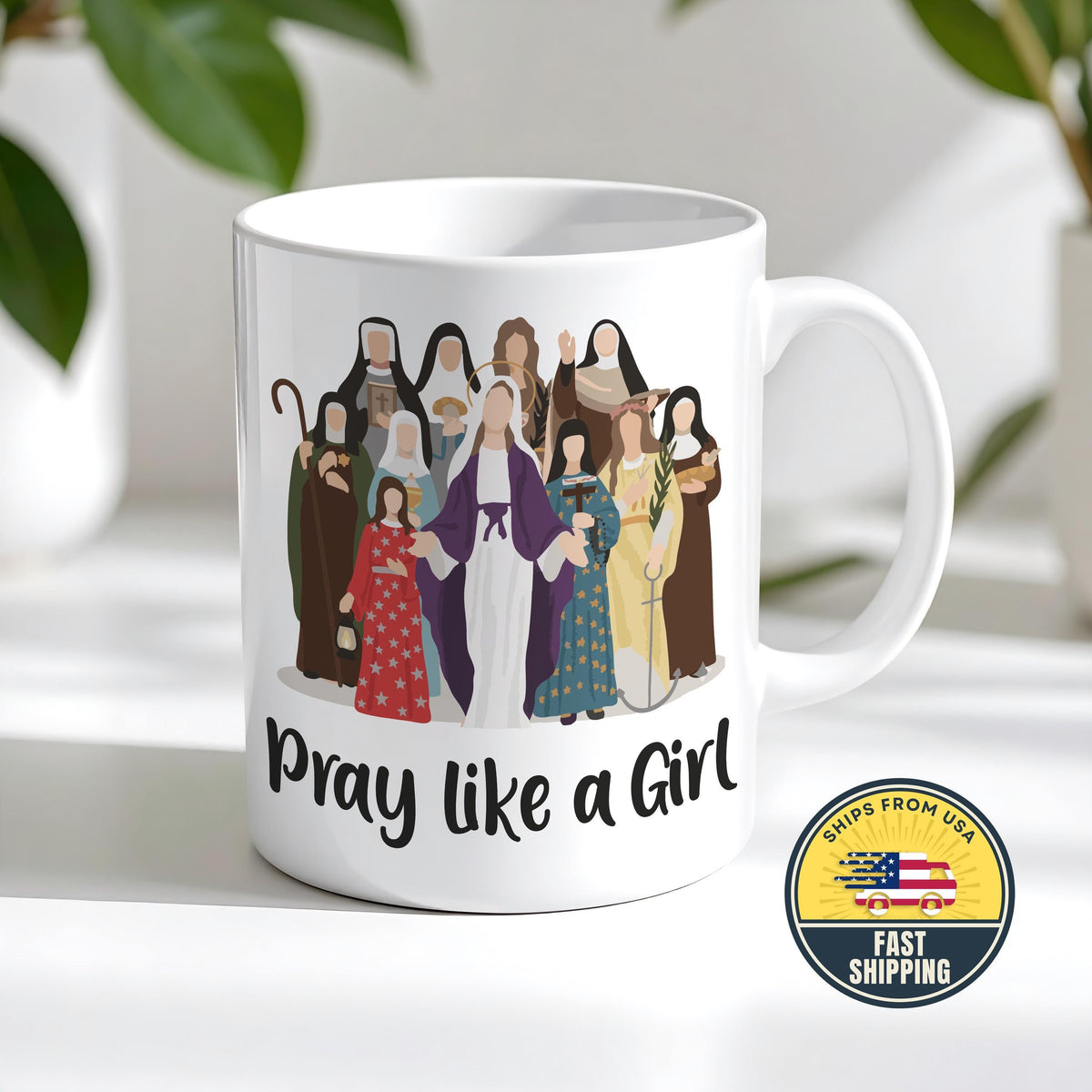 Pray Like A Girl Mug, Catholic Girl Coffee Mug, Religious Gifts for Women