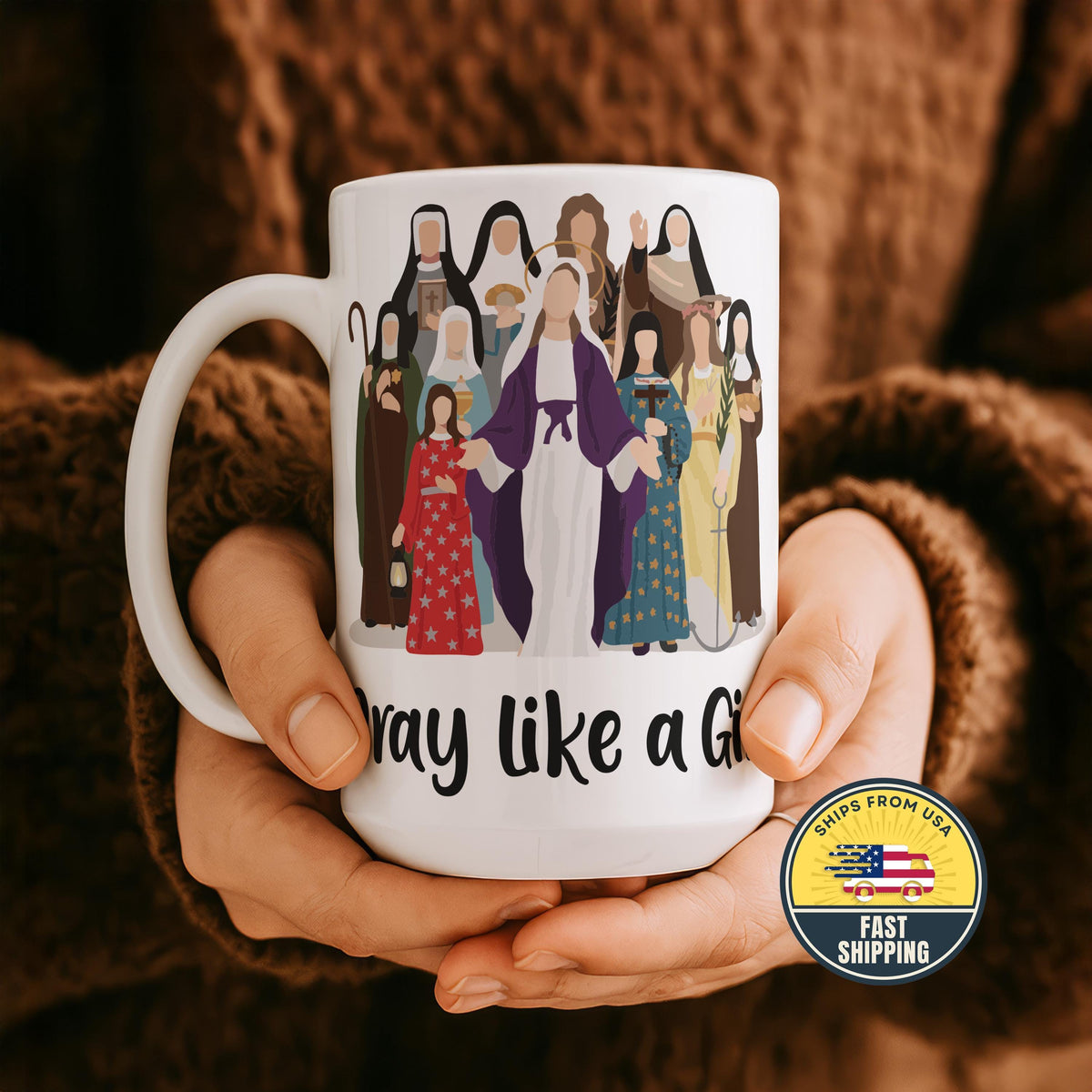 Pray Like A Girl Mug, Catholic Girl Coffee Mug, Religious Gifts for Women