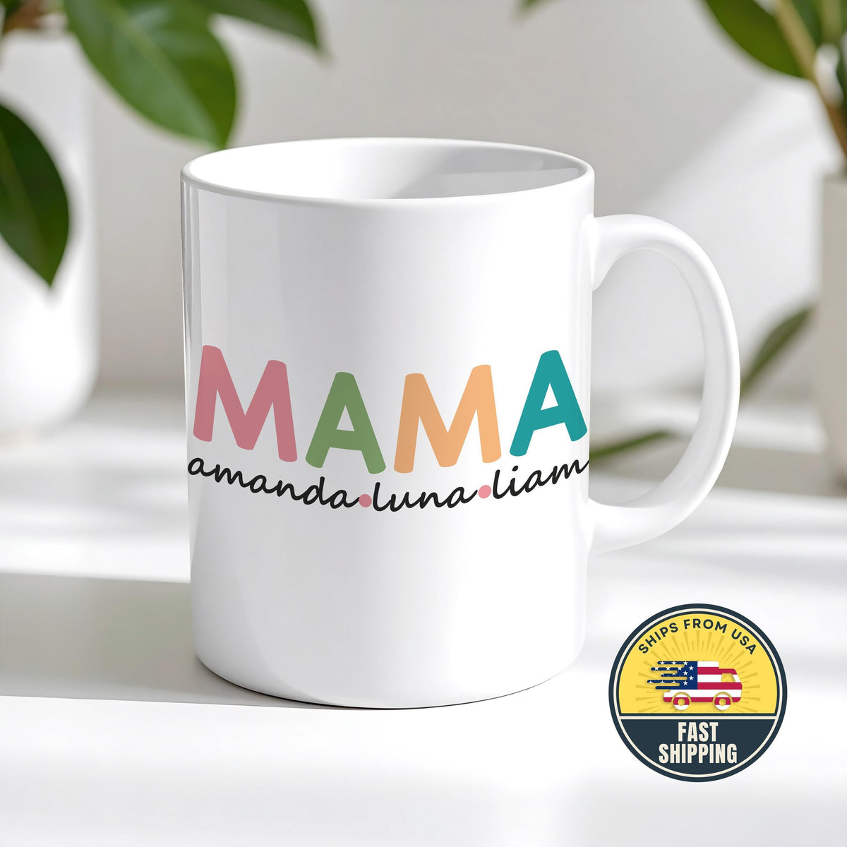Custom Mama Mug with Kids Name, Mommy Coffee Mug, Personalized Mama Gift