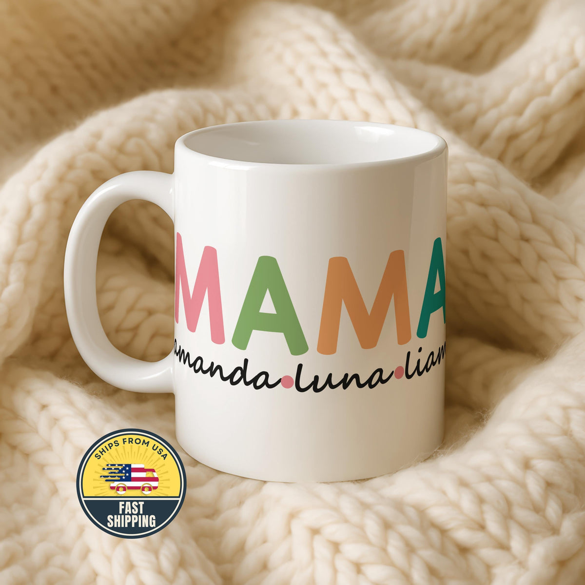 Custom Mama Mug with Kids Name, Mommy Coffee Mug, Personalized Mama Gift