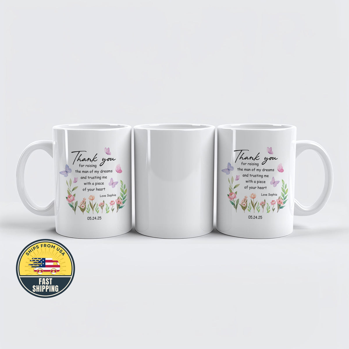 Personalized Ceramic Mug, Thank You Gift for Mother in Law, Wedding Gift from Bride