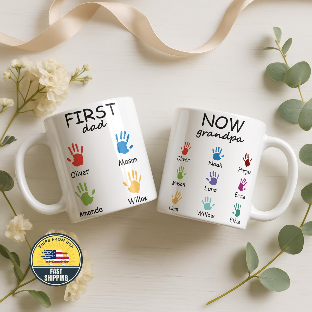 Custom First Dad Now Grandpa Mug, Father Day Gifts For Grandpa, New Grandpa Gifts