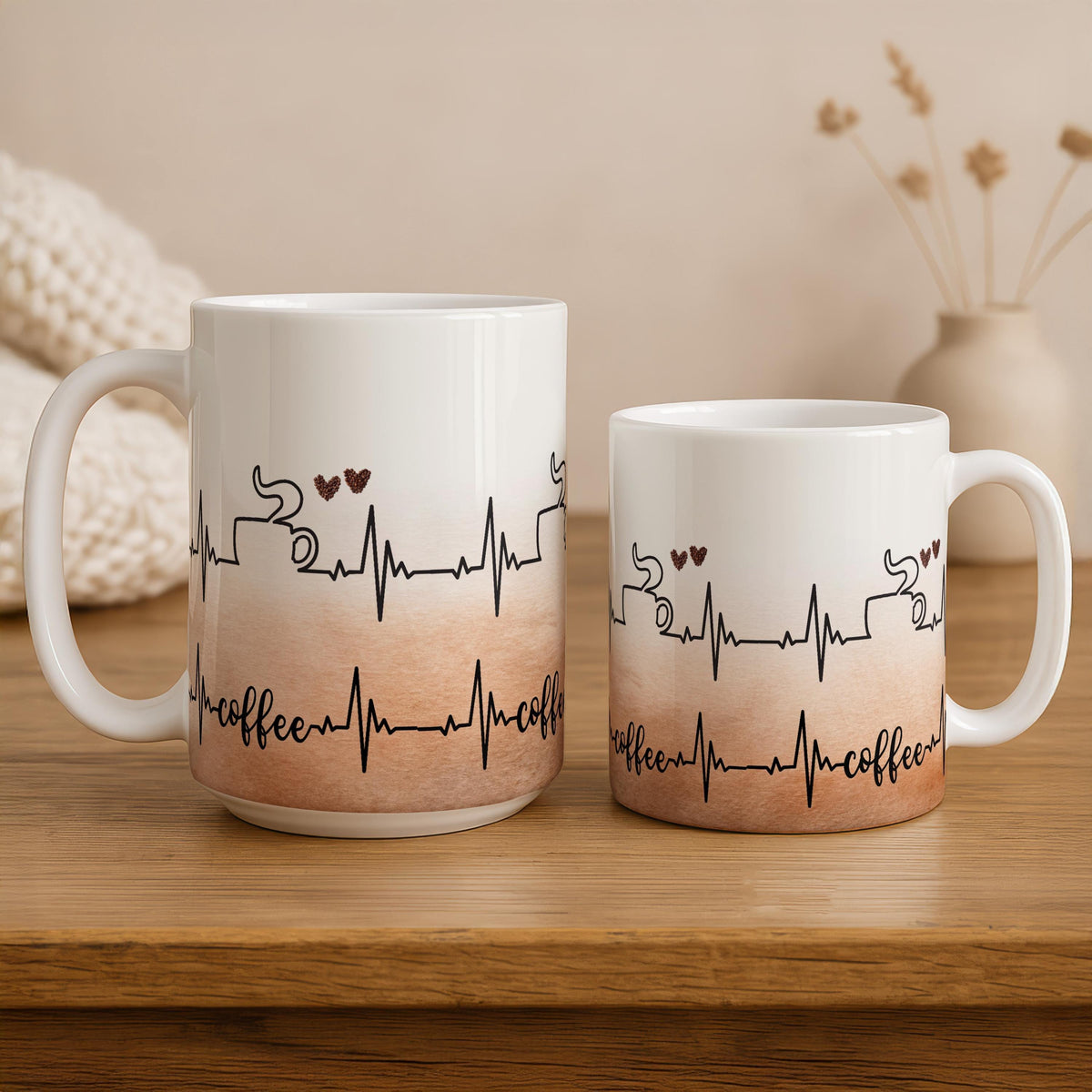 ECG Heart Beat Design Coffee Mug, Doctor Appreciation Gift Ceramic Cup