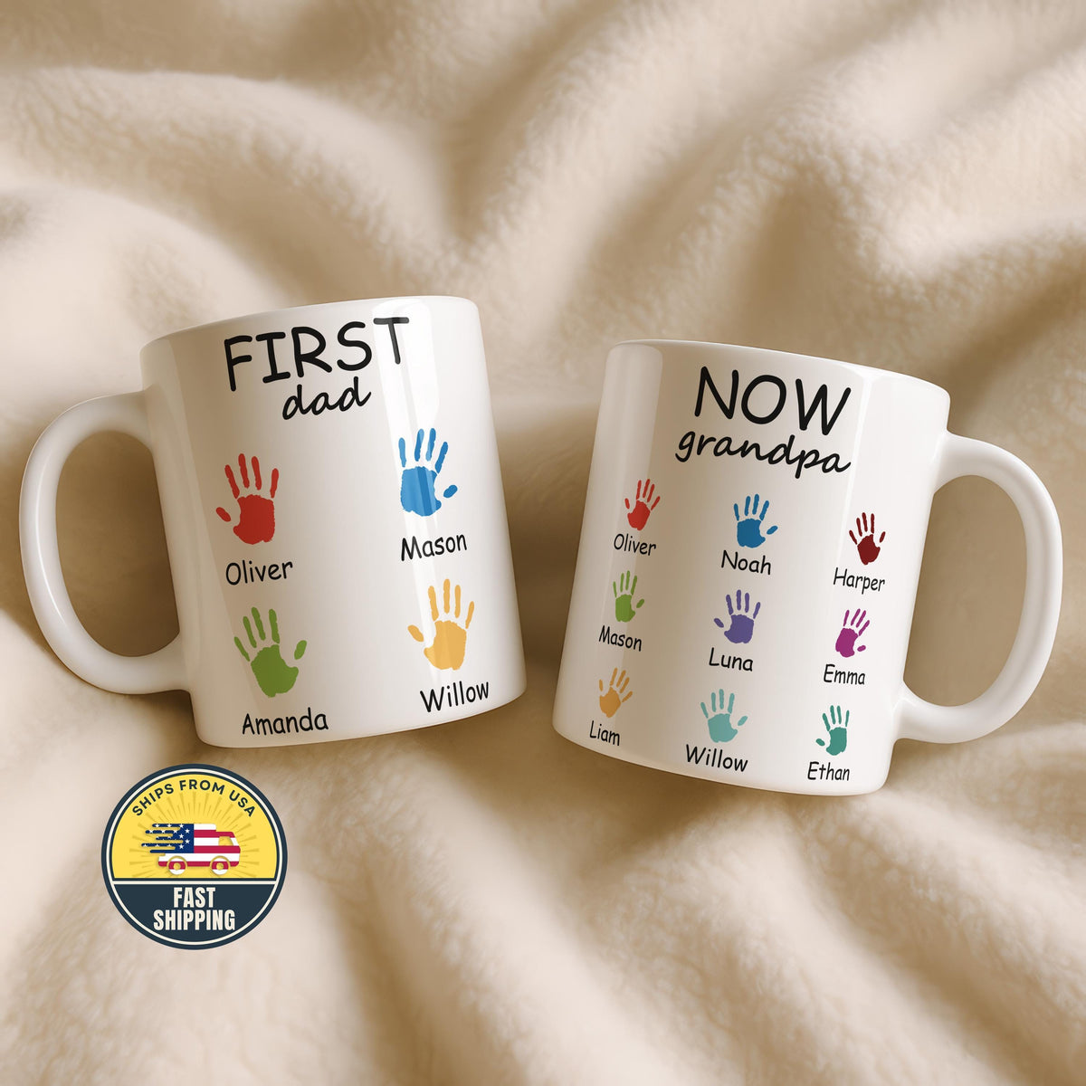 Custom First Dad Now Grandpa Mug, Father Day Gifts For Grandpa, New Grandpa Gifts