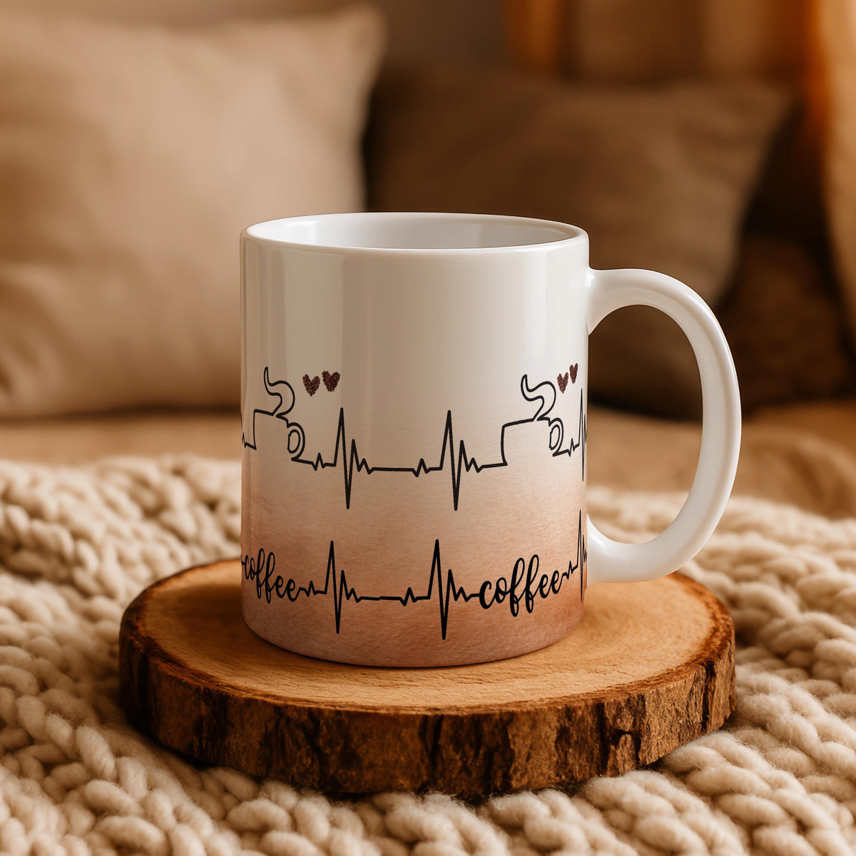 ECG Heart Beat Design Coffee Mug, Doctor Appreciation Gift Ceramic Cup