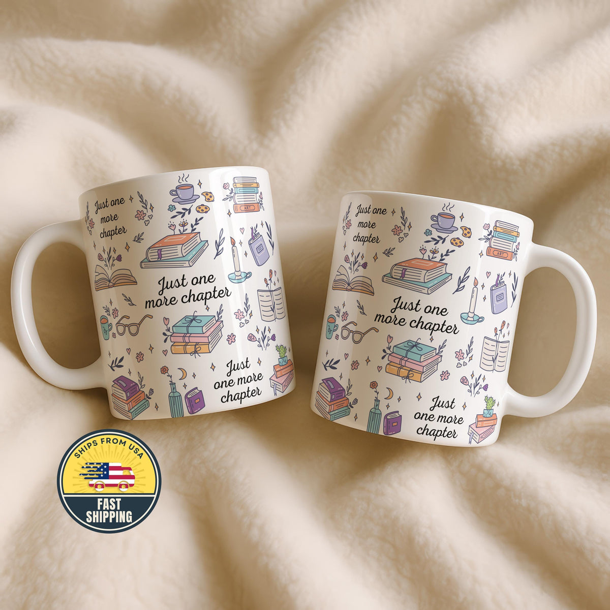 Just One More Chapter Mug, Book Lover Coffee Cup, Girls Book Club Gift, Librarian Gift