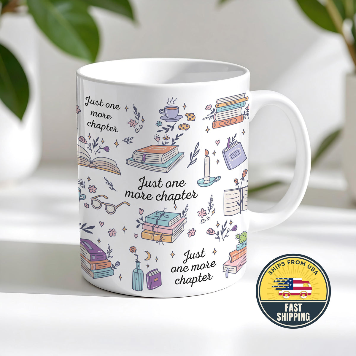 Just One More Chapter Mug, Book Lover Coffee Cup, Girls Book Club Gift, Librarian Gift