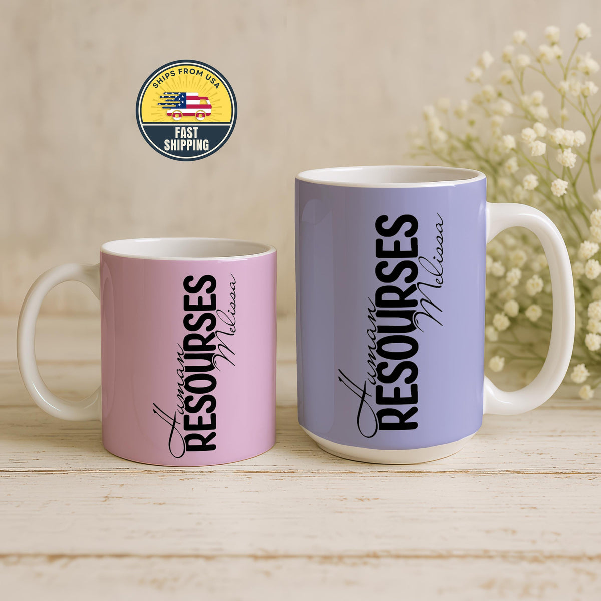 Personalized Human Resources Mug, Custom HR Coffee Mug, Colorful HR Appreciation Mug