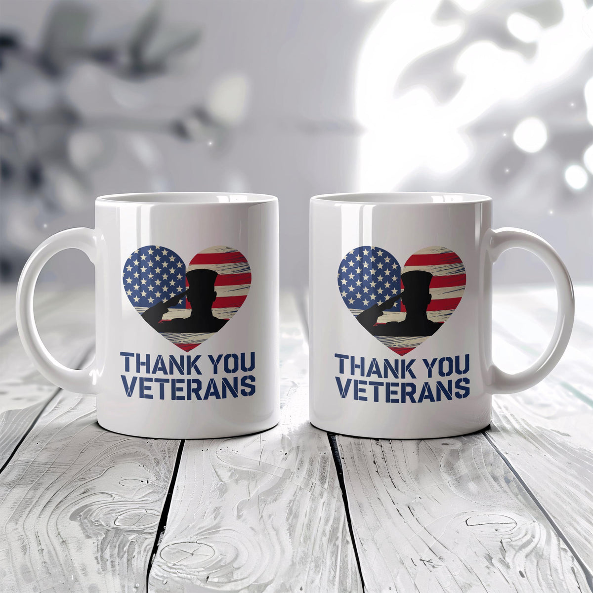 Thank You Veterans Ceramic Mug, Patriotic American Flag Coffee Cup, Veterans Day Tea Mug