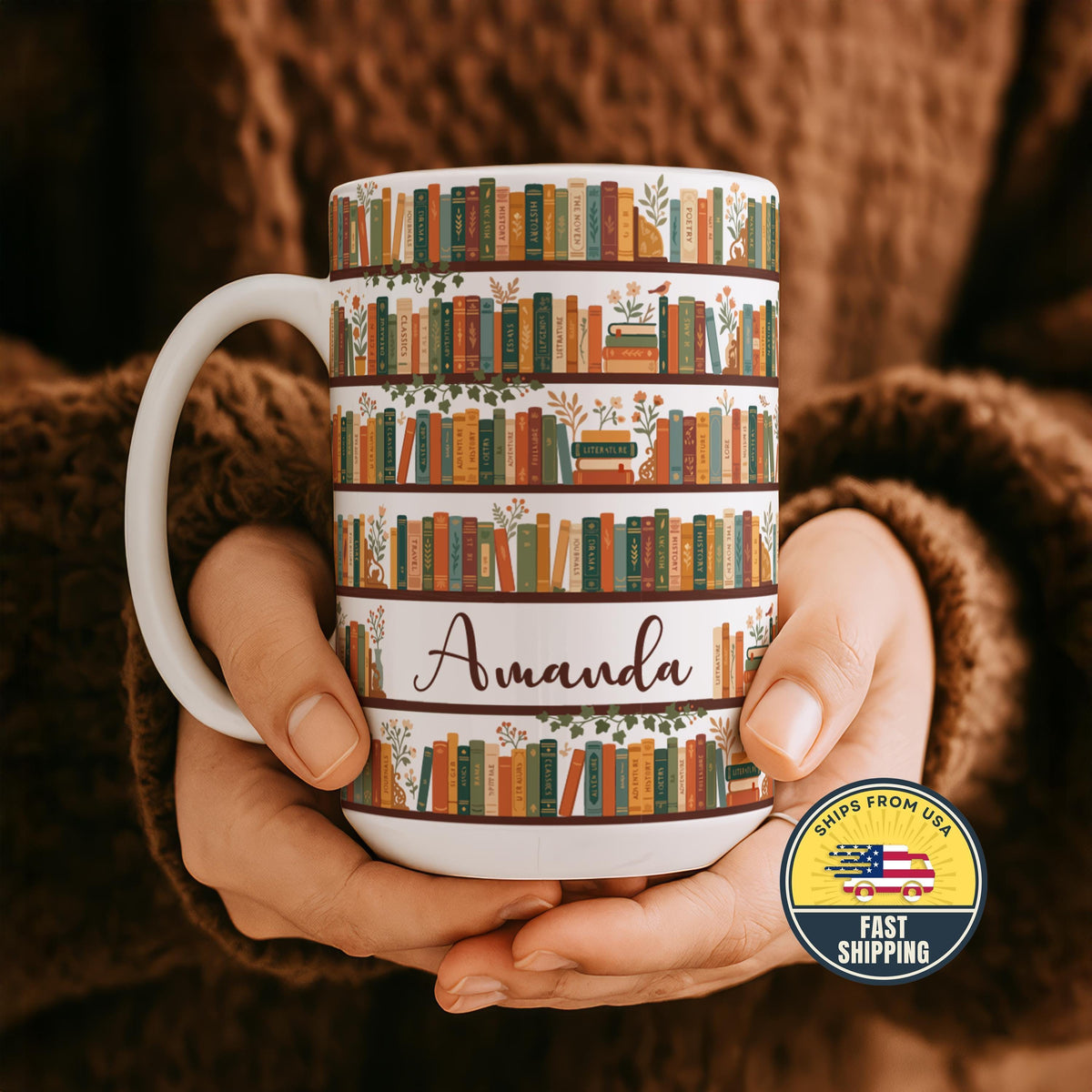 Personalized Books Mug, Custom Teacher Appreciation Gift