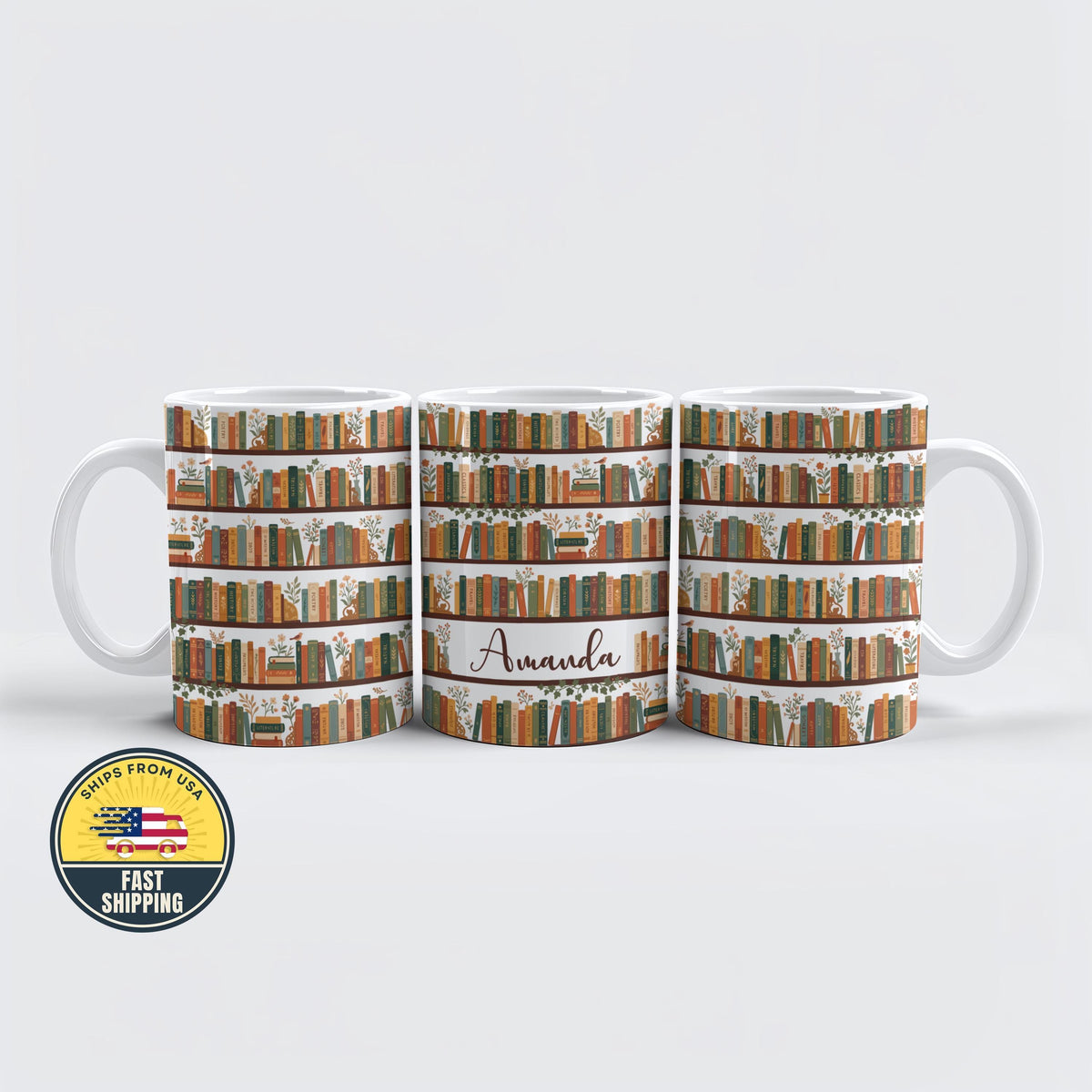 Personalized Books Mug, Custom Teacher Appreciation Gift