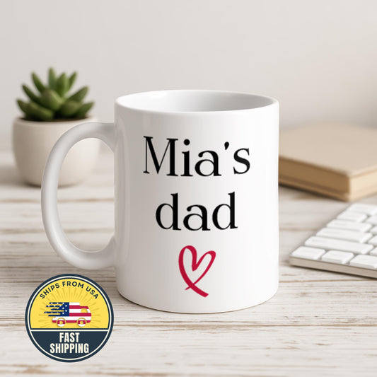 Personalized Dad Mug from Daughter, Custom Name Dad Coffee Mug, Father's Day Gift for Dad