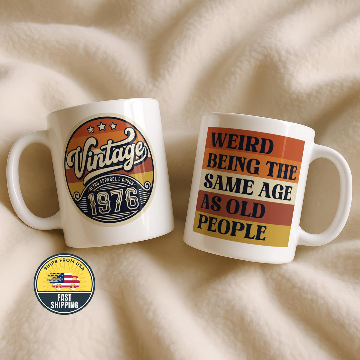 Vintage 1976 Mug, Funny 49th Birthday Gift, Weird Being the Same Age as Old People Mug