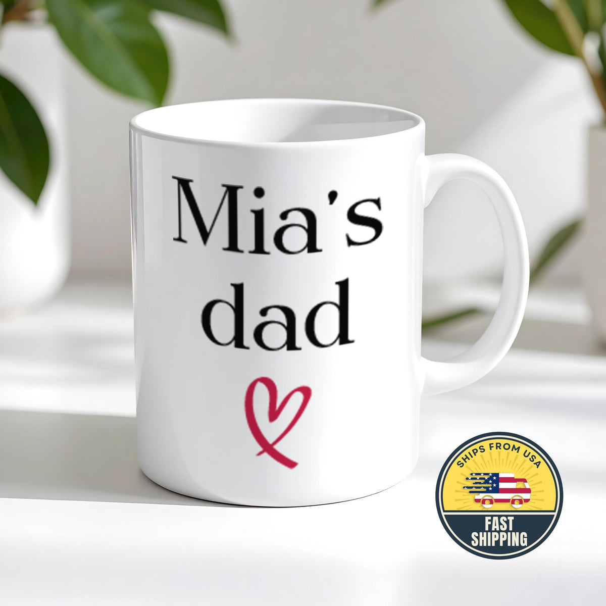 Personalized Dad Mug from Daughter, Custom Name Dad Coffee Mug, Father's Day Gift for Dad
