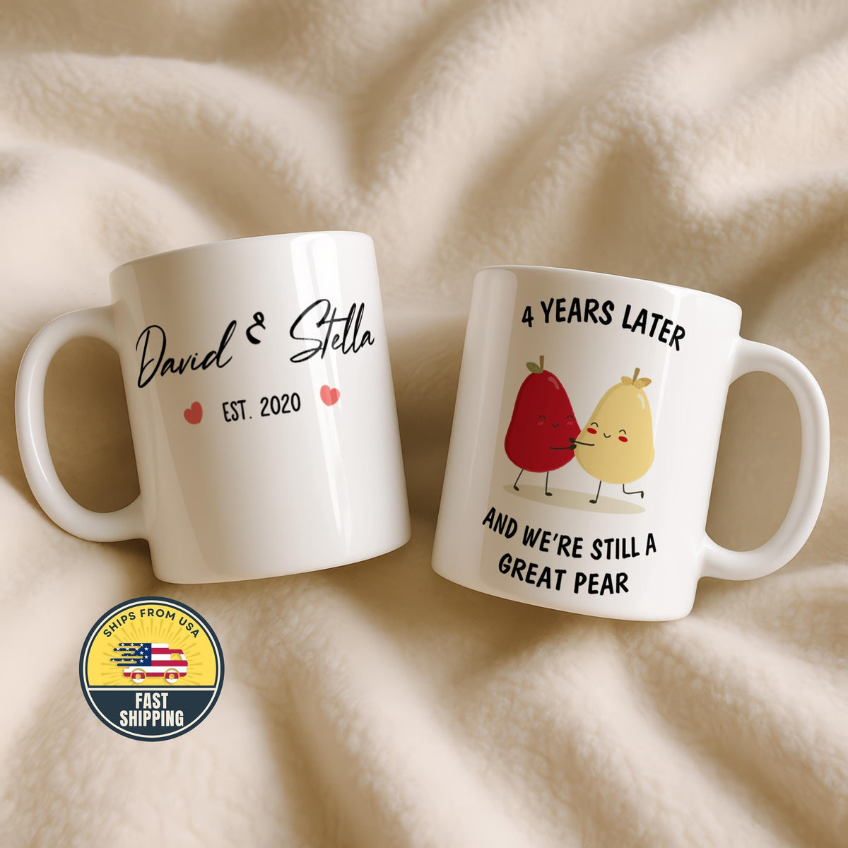 Personalized Anniversary Mug, Great Pear Funny Love Mug, Anniversary Gift For Couple