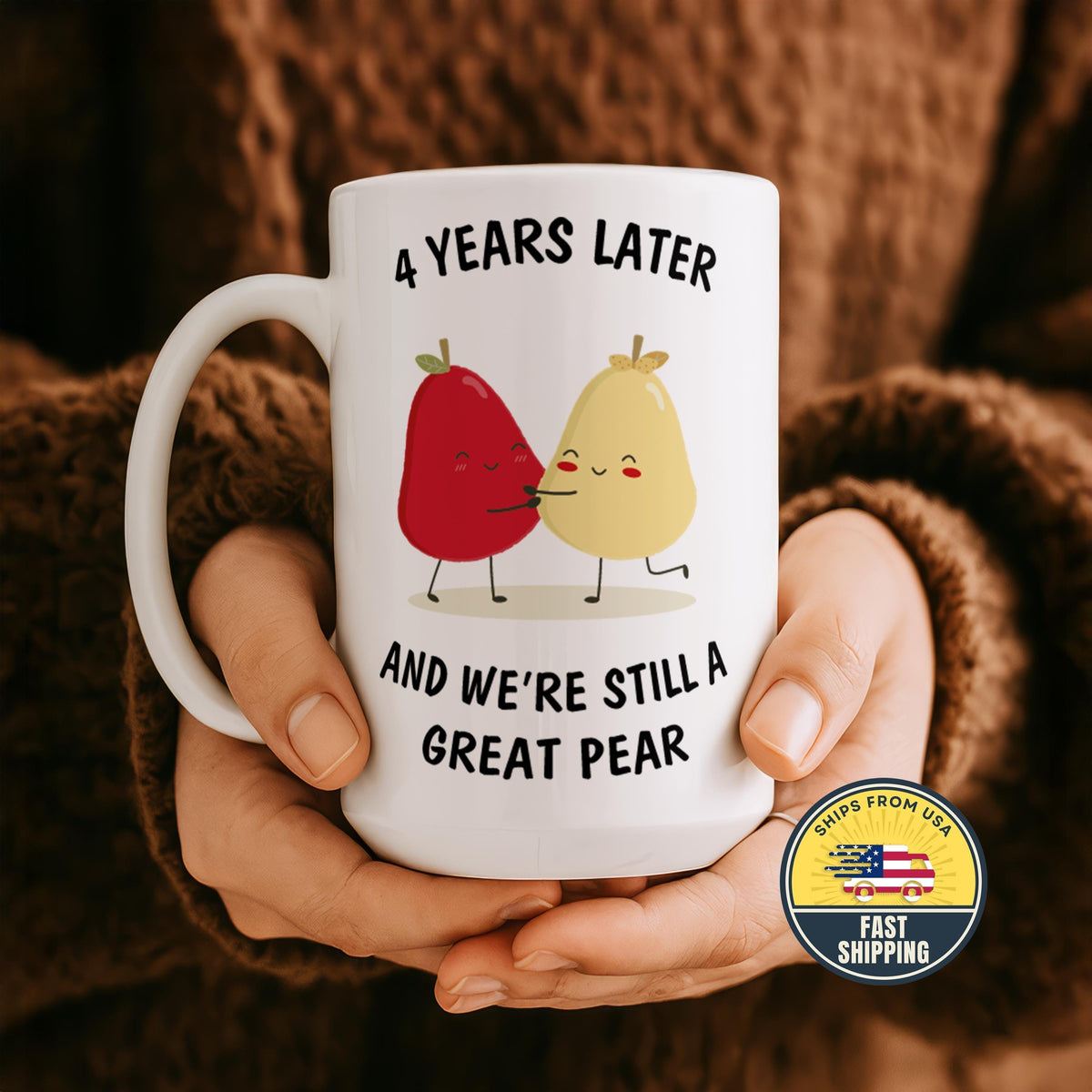 Personalized Anniversary Mug, Great Pear Funny Love Mug, Anniversary Gift For Couple