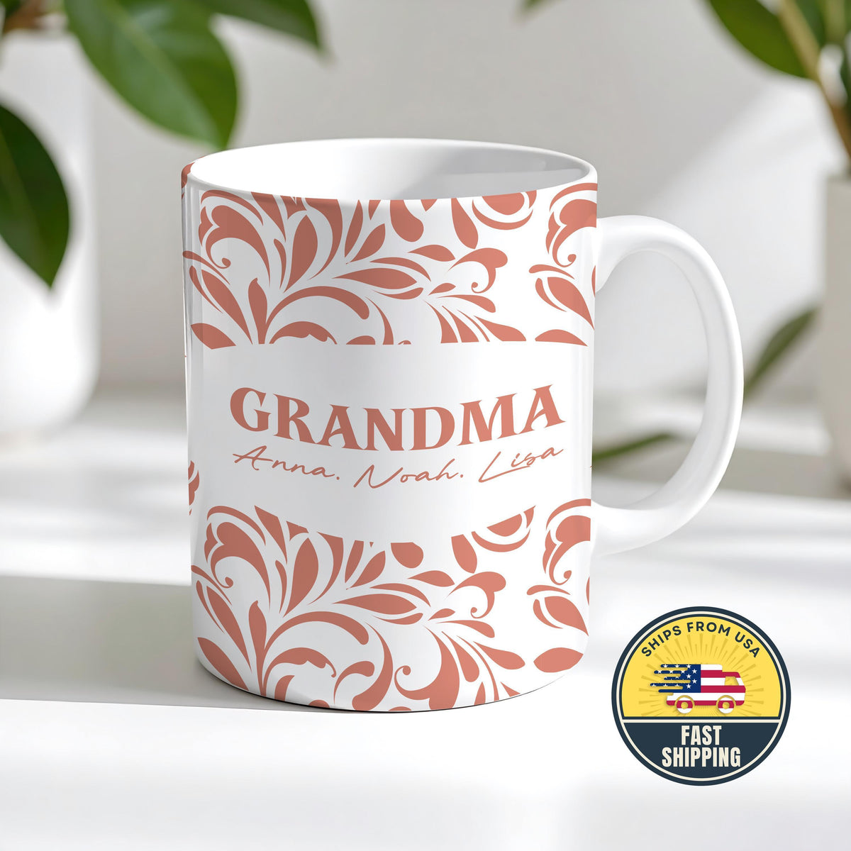 Personalized Grandma Mug with Grandkids Names, Custom Grandma Mug, Boho Grandma Coffe Mug