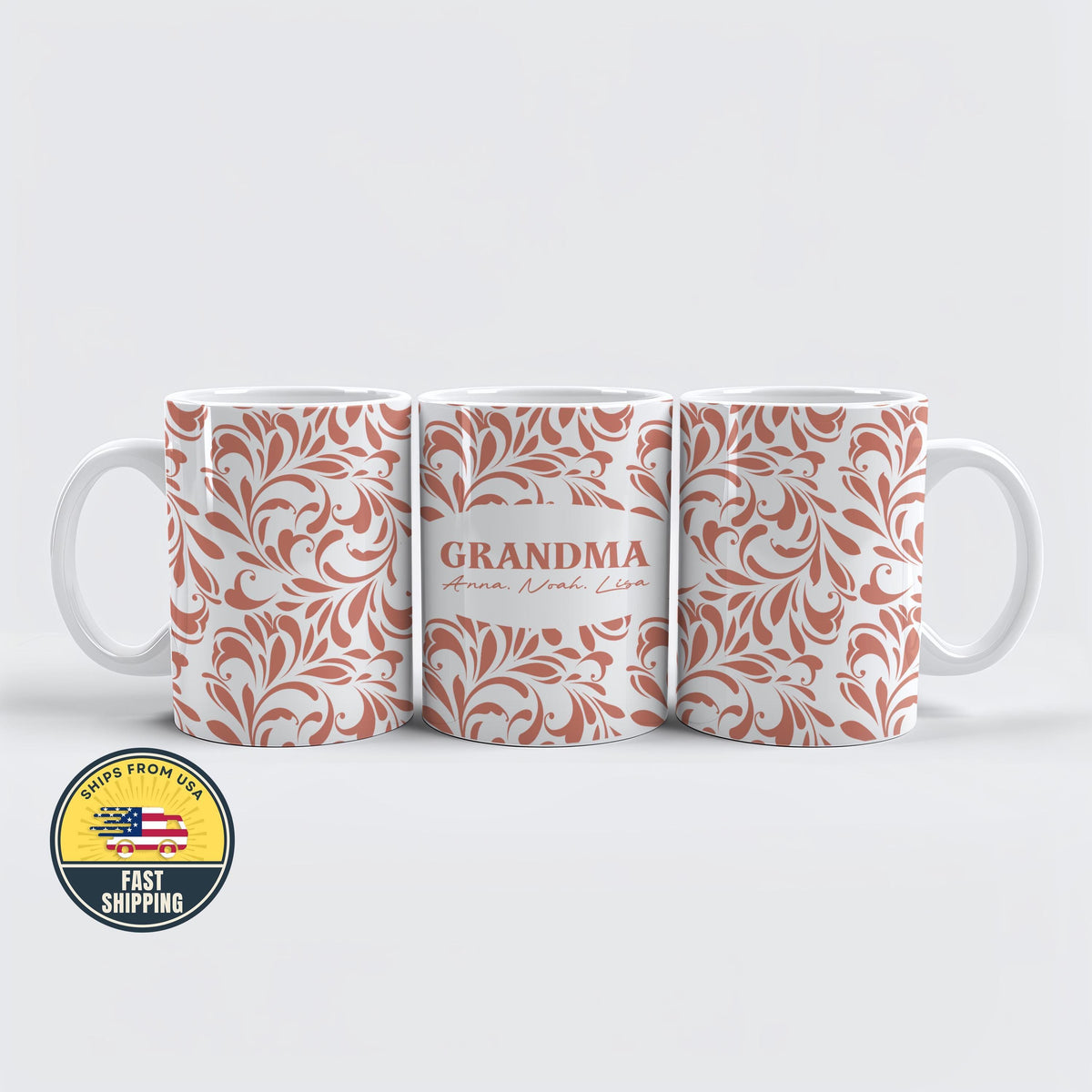 Personalized Grandma Mug with Grandkids Names, Custom Grandma Mug, Boho Grandma Coffe Mug