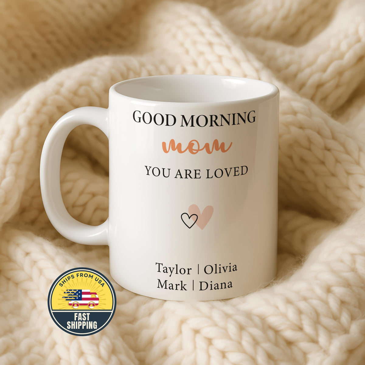 Custom Good Morning Mom Coffee Mug, Mothers Day Gift