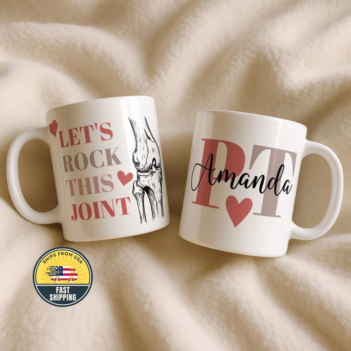 Physical Therapist Gift Mug, Let's Rock This Joint Mug, Personalized Name PT Mug